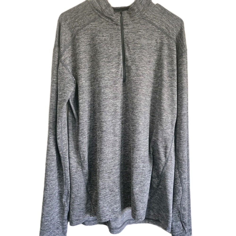 Nike Dri-FIT Running 1/4 Zip Pullover Shirt Men's M Gray Long Sleeve Athletic